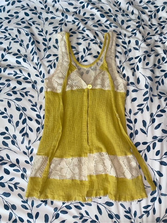 Free People Tops - Free People Chartreuse & Cream Lace-Panel Camisole